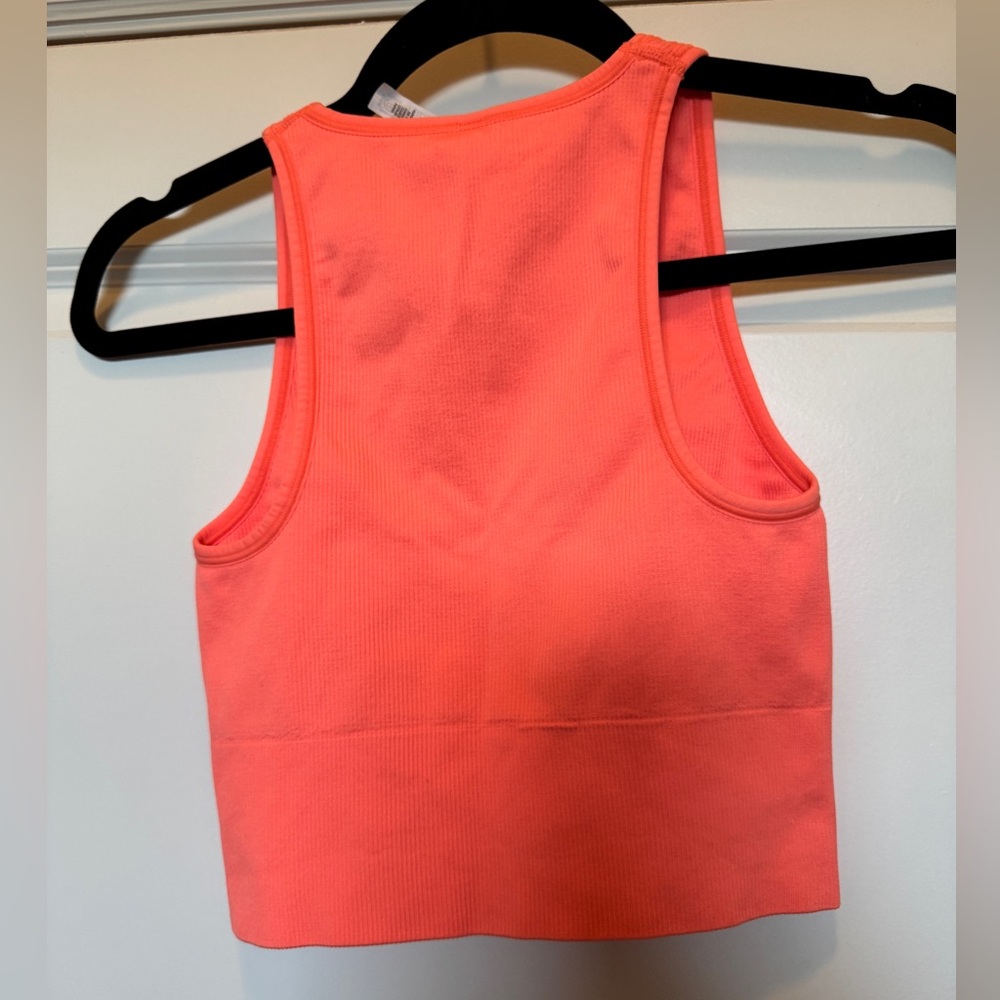 Athleta Aurora Crop Ribbed Tank Camisole Neon Coral XS - Picture 3 of 5